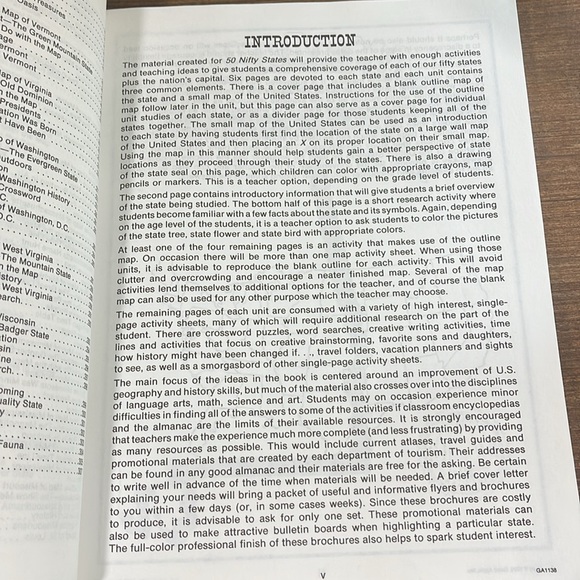 50 Nifty States by Jerry Aten, good Apple activity book for grades 4-8+ - Picture 9 of 9